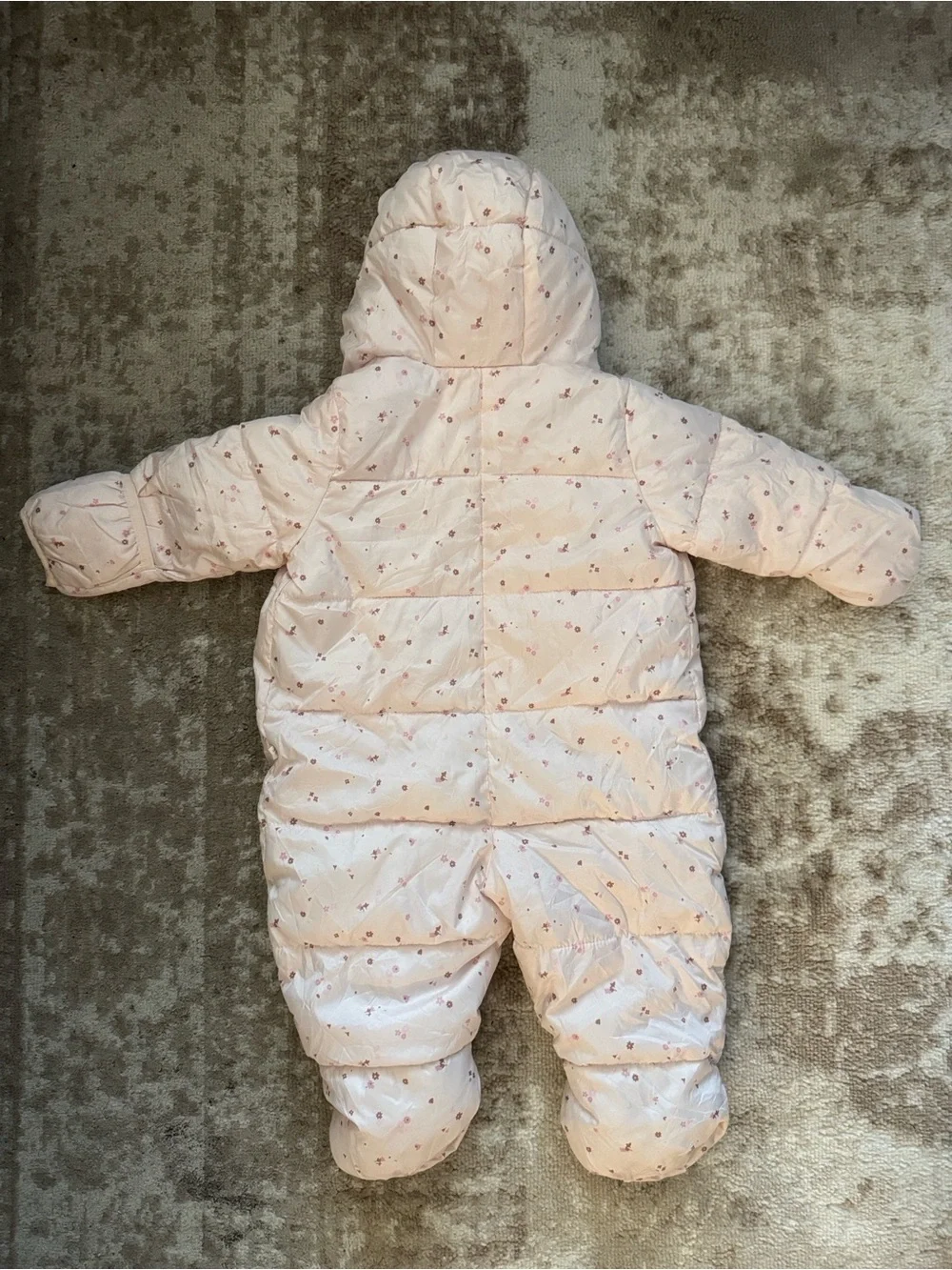 GAP Light Pink Quilted Hooded Infant One-Piece Snowsuit 6-12 months